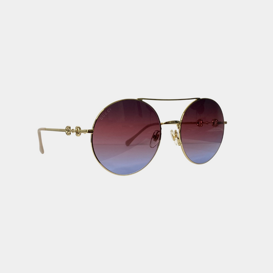Gucci Round Sunglasses - Indigo/Gold